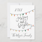 メリークリスマスの明るい列の写真 シーズンカード (正面)