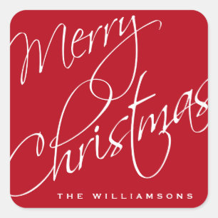 メリークリスマスの書道の原稿の赤のカスタム スクエアシール