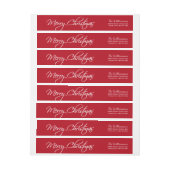 メリークリスマスの書道の原稿の赤のカスタム ラップアラウンドラベル (シート)
