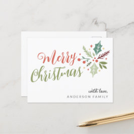 メリークリスマスの書道の紅葉 ポストカード