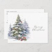 メリークリスマスの書道水彩樹 ポストカード (正面/裏面)