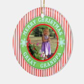 メリークリスマスの曾祖父の日付がついた写真 セラミックオーナメント (左)