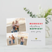 メリークリスマスの最も幸せな新年のコラージュ写真 シーズンカード (スタンド正面)