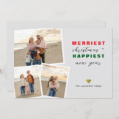 メリークリスマスの最も幸せな新年のコラージュ写真 シーズンカード (正面/裏面)