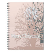 メリークリスマスの木々のシルエット赤面ピンクベイ ノートブック (正面)
