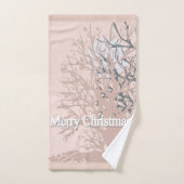 メリークリスマスの木々のシルエット赤面ピンクベイ バスタオルセット (ハンドタオル)