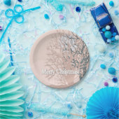 メリークリスマスの木々のシルエット赤面ピンクベイ ペーパープレート (パーティー)