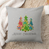 メリークリスマスの木々の雪モダン灰色 クッション (ブランケット)