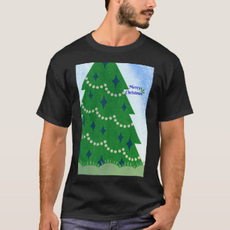 メリークリスマスの木とベリーとSnのホリー Tシャツ