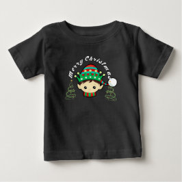 メリークリスマスの木と妖精 ベビーTシャツ