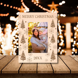メリークリスマスの木と雪 レーザー彫刻フレーム