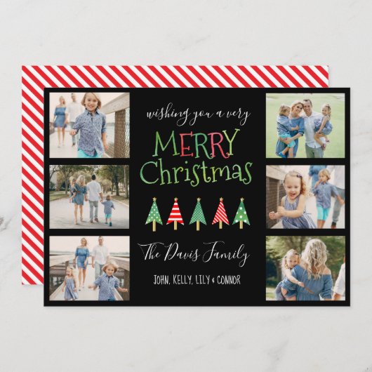メリークリスマスの木のコラージュ シーズンカード (正面/裏面)