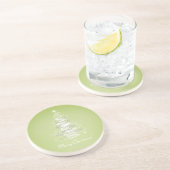 メリークリスマスの木のライムグリーン コースター (側面)