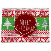 メリークリスマスの木の北欧人パターン ラージペーパーバッグ (正面)