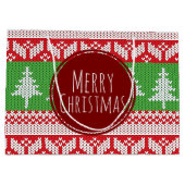 メリークリスマスの木の北欧人パターン ラージペーパーバッグ (裏面)