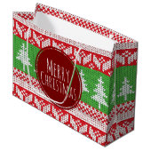 メリークリスマスの木の北欧人パターン ラージペーパーバッグ (正面アングル)