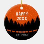 メリークリスマスの木の装飾ブラックフォレストと赤い雪 セラミックオーナメント (裏面)