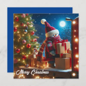 メリークリスマスの木の輸送体が贈り物を運ぶ シーズンカード (正面/裏面)