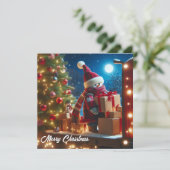 メリークリスマスの木の輸送体が贈り物を運ぶ シーズンカード (スタンド正面)