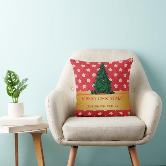 メリークリスマスの木の金ゴールドのグリッターの星 クッション (椅子)