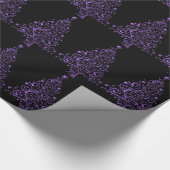 メリークリスマスの木は黒い金属紫色を主演します ラッピングペーパー (角)