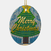 メリークリスマスの木-ジナ著点のデザイン セラミックオーナメント (右)