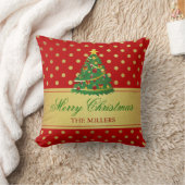 メリークリスマスの木-金ゴールドのグリッターの水玉模様 クッション (ブランケット)