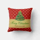 メリークリスマスの木-金ゴールドのグリッターの水玉模様 クッション (裏面)