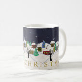 メリークリスマスの村の民芸のモノグラムのな名前 コーヒーマグカップ (正面右)