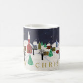 メリークリスマスの村の民芸のモノグラムのな名前 コーヒーマグカップ (中央)
