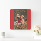 メリークリスマスの柱時計 スクエア壁時計 (ホーム)