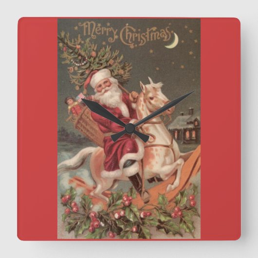 メリークリスマスの柱時計 スクエア壁時計 (正面)