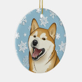 メリークリスマスの柴犬の雪片のオーナメント セラミックオーナメント (右)