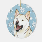 メリークリスマスの柴犬の雪片のオーナメント セラミックオーナメント (左)
