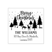 メリークリスマスの森の動物と鹿と木 ラバースタンプ (インプリント)