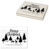 メリークリスマスの森の動物と鹿と木 ラバースタンプ (押印)