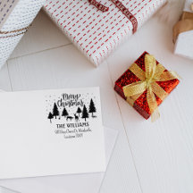 メリークリスマスの森の動物と鹿と木