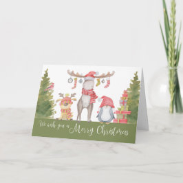 メリークリスマスの森の動物 カード