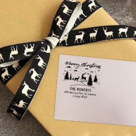 メリークリスマスの森の鹿と木 ラバースタンプ