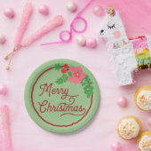 メリークリスマスの植物相の紙皿 ペーパープレート (パーティー)