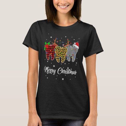 メリークリスマスの歯のコスチューム 歯科助手 Xmas Tシャツ (正面)