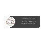 メリークリスマスの水の色のリースブラックリターン ラベル (正面)