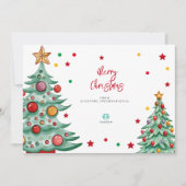 メリークリスマスの水の色の木の子供たちの会社のロゴ シーズンカード (正面)