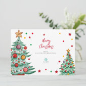 メリークリスマスの水の色の木の子供たちの会社のロゴ シーズンカード (スタンド正面)