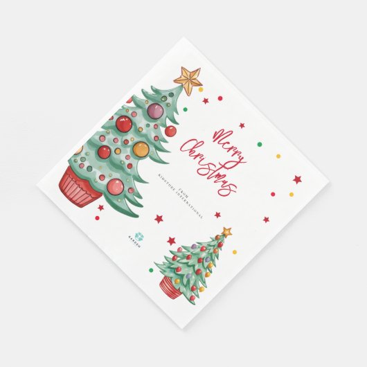 メリークリスマスの水の色の木の子供たちの会社のロゴ スタンダードランチョンナプキン (角)