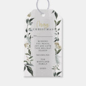 メリークリスマスの水の色の葉クリスマス ギフトタグ (正面)