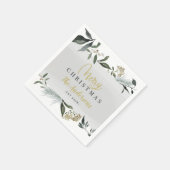 メリークリスマスの水の色の葉クリスマス スタンダードカクテルナプキン (角)