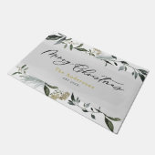 メリークリスマスの水の色の葉クリスマス ドアマット (アングル)