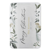 メリークリスマスの水の色の葉クリスマス バスマット (正面縦)