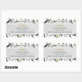 メリークリスマスの水の色の葉クリスマス 長方形シール (シート)